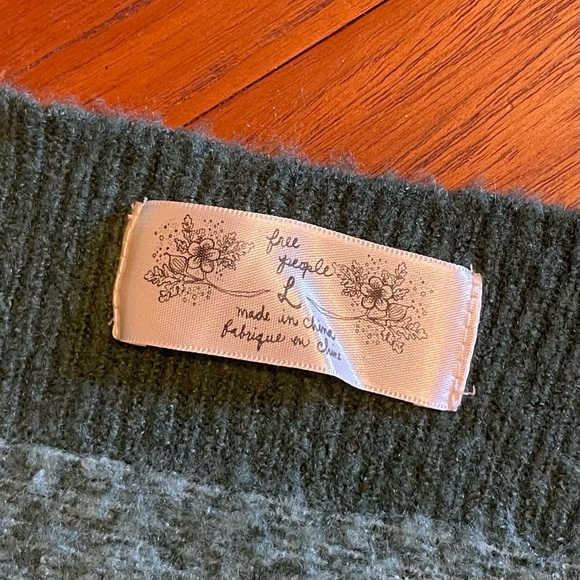 Free People Dusty Green and Teal Empire Waist Sweater Extra Long Sleeves Large - Picture 4 of 8